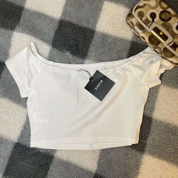 shein plain white off shoulder - Picture 5 of 6